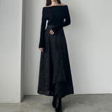 ブラック | Louere ツイードハイウエストラッフルフレアスカート | Louere