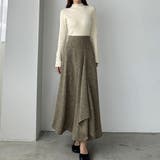 ブラウン | Louere ツイードハイウエストラッフルフレアスカート | Louere