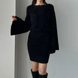 ブラック | Louere ミニニットワンピース | Louere