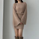 ピンクベージュ | Louere ミニニットワンピース | Louere