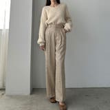 グレージュ | Louere 薄手ツイードタックパンツ | Louere