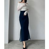 ネイビー | Louere ストレッチデニムバックマーメイドスカート | Louere