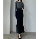 ブラック | Louere ストレッチデニムバックマーメイドスカート | Louere
