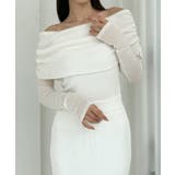 ホワイト | Louere シアーオフショルニットトップス | Louere