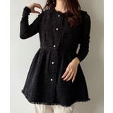 ブラック | mipiarl  ラメツイードパールボタンペプラムトップス（薄手） | JUNOAH