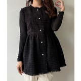 mipiarl  ラメツイードパールボタンペプラムトップス（薄手） | JUNOAH | 詳細画像4 