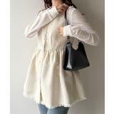 mipiarl  ラメツイードパールボタンペプラムトップス（薄手） | JUNOAH | 詳細画像9 