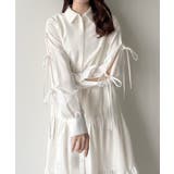 ホワイト | mipiarl  袖リボンティアードシャツワンピース【一部ぺチスカートセット】 | JUNOAH