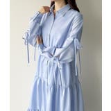 ブルー | mipiarl  袖リボンティアードシャツワンピース【一部ぺチスカートセット】 | JUNOAH