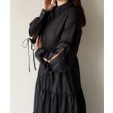 ブラック | mipiarl  袖リボンティアードシャツワンピース【一部ぺチスカートセット】 | JUNOAH