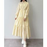 イエロー | mipiarl  袖リボンティアードシャツワンピース【一部ぺチスカートセット】 | JUNOAH