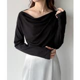 ブラック | mipiarl 薄手ドレープトップス | JUNOAH