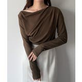 ブラウン | mipiarl 薄手ドレープトップス | JUNOAH