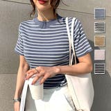 ボーダー半袖ニットソー レディース トップス春服 | Dewlily | 詳細画像1 