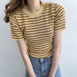 ボーダー半袖ニットソー レディース トップス春服 | Dewlily | 詳細画像13 