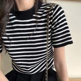 ボーダー半袖ニットソー レディース トップス春服 | Dewlily | 詳細画像14 