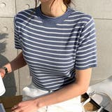 ボーダー半袖ニットソー レディース トップス春服 | Dewlily | 詳細画像15 