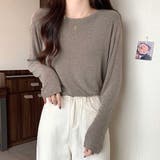 ラウンドネック長袖Tシャツ レディース トップス | Dewlily | 詳細画像11 