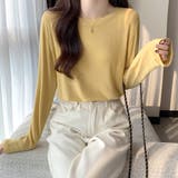 ラウンドネック長袖Tシャツ レディース トップス | Dewlily | 詳細画像17 
