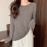 ラウンドネック長袖Tシャツ レディース トップス | Dewlily | 詳細画像2 