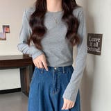 ラウンドネック長袖Tシャツ レディース トップス | Dewlily | 詳細画像6 