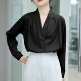 Vネックシンプル長袖シャツ レディース トップス | Dewlily | 詳細画像10 