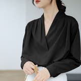 Vネックシンプル長袖シャツ レディース トップス | Dewlily | 詳細画像15 