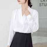 Vネックシンプル長袖シャツ レディース トップス | Dewlily | 詳細画像2 