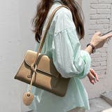 ベージュ | スクエアデザインショルダーバッグ レディース 無地 | Dewlily