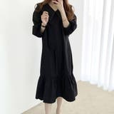 長袖フレアワンピース レディース 無地 | Dewlily | 詳細画像3 