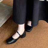 ブラック | ストラップ付きフラットシューズ レディース パンプス | Dewlily