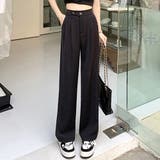 ブラック | ロングタックパンツ レディース ボトムス | Dewlily