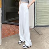ホワイト | ロングタックパンツ レディース ボトムス | Dewlily