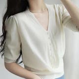 フェイクパールVネックニット 韓国ファッション 10代 | Dewlily | 詳細画像18 