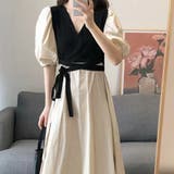 ロングリボンカシュクールワンピース 韓国ファッション 10代 | Dewlily | 詳細画像3 