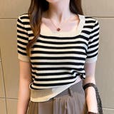 ボーダーサマーニット 韓国ファッション 10代 | Dewlily | 詳細画像12 