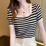 ボーダーサマーニット 韓国ファッション 10代 | Dewlily | 詳細画像2 