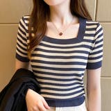 ボーダーサマーニット 韓国ファッション 10代 | Dewlily | 詳細画像4 