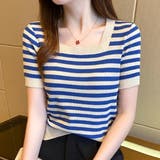 ボーダーサマーニット 韓国ファッション 10代 | Dewlily | 詳細画像8 