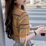 カラーボーダー半袖ニット 韓国ファッション 10代 | Dewlily | 詳細画像11 