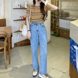 カラーボーダー半袖ニット 韓国ファッション 10代 | Dewlily | 詳細画像13 