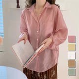 シアーシャツブラウス 韓国ファッション 10代 | Dewlily | 詳細画像1 