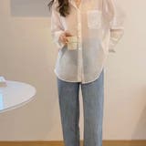 シアーシャツブラウス 韓国ファッション 10代 | Dewlily | 詳細画像2 