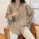 ブラウン | シアーシャツブラウス 韓国ファッション 10代 | Dewlily