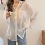 ホワイト | シアーシャツブラウス 韓国ファッション 10代 | Dewlily