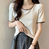 ベージュ | バイカラーTシャツ 韓国ファッション 10代 | Dewlily