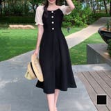 パフスリーブワンピース 韓国ファッション 10代 | Dewlily | 詳細画像1 