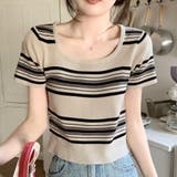 スクエアネック半袖ニット 韓国ファッション 10代 | Dewlily | 詳細画像14 