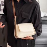 ホワイト×ブラウン | アシンメトリーショルダーバッグ 韓国ファッション 10代 | Dewlily