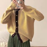 イエロー | 配色カラーニットトップス 秋 冬 | Dewlily